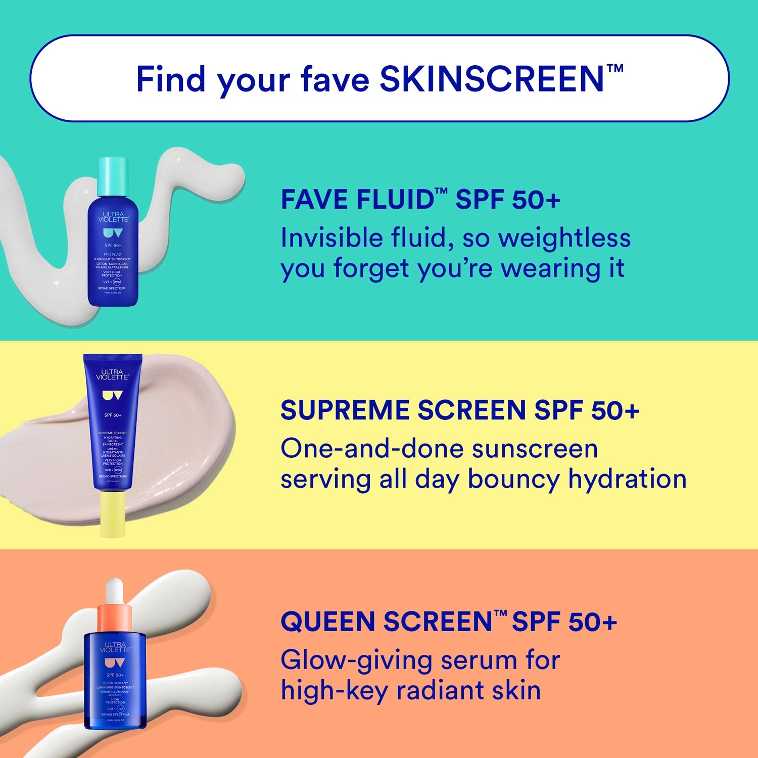 Ultra Violette Fave Fluid SPF 50+ Ultralight Fragrance Free SKINSCREEN™ 75ml