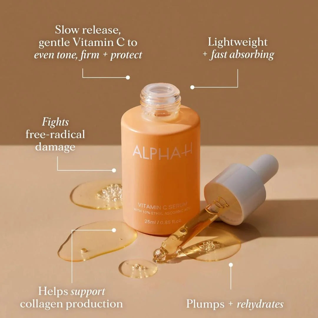 Alpha-H Vitamin C Brightening Serum 10% 15ml – lightweight serum texture swatch on white background