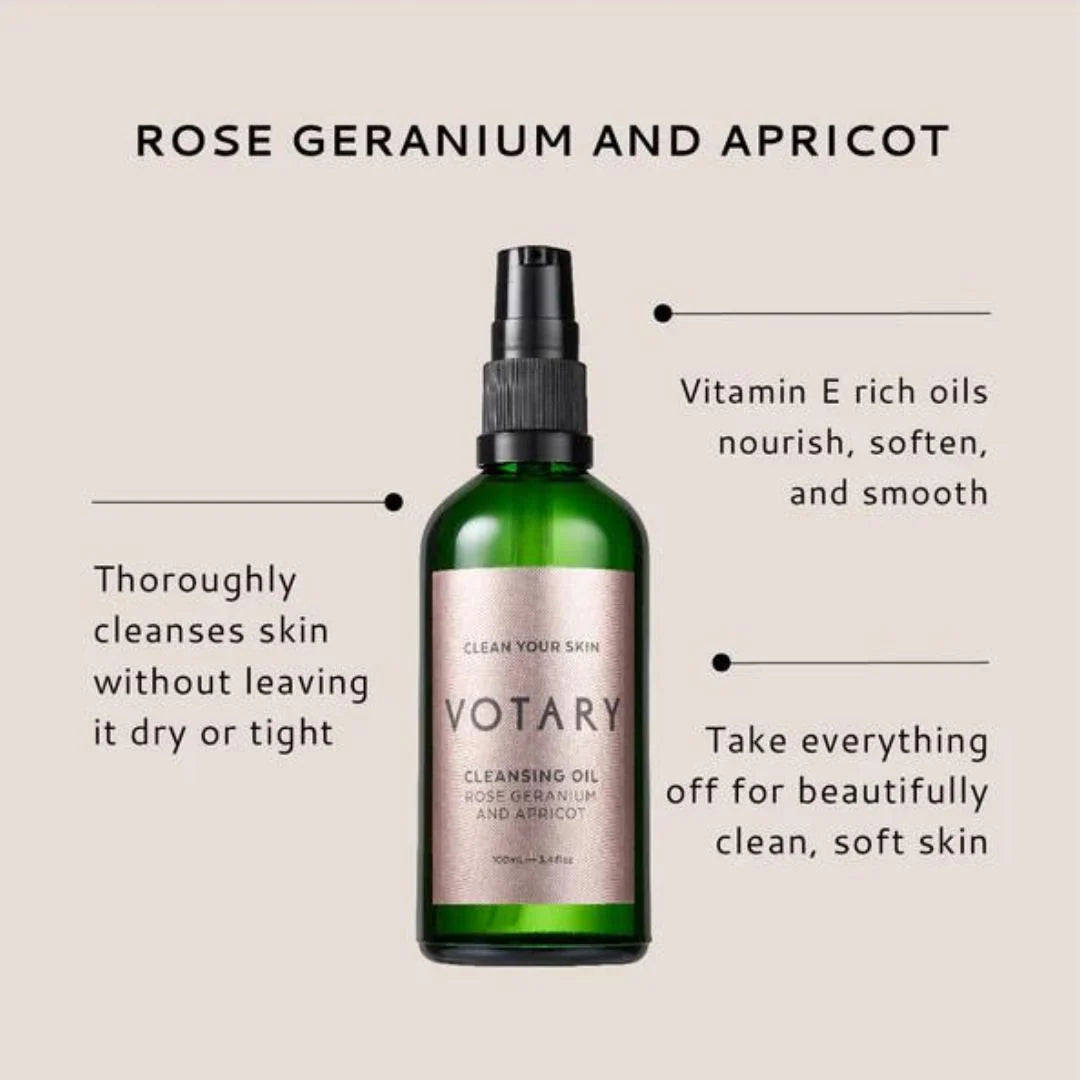 Votary Cleansing Oil - Rose Geranium & Apricot, 100ml