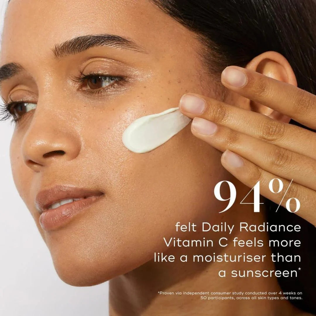 Medik8 Daily Radiance Vitamin C-Tetra Cream SPF 30 50ml – application texture and how-to-apply infographic