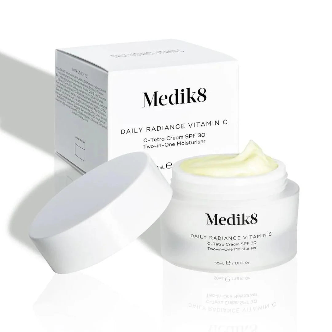 Medik8 Daily Radiance Vitamin C-Tetra Cream SPF 30 50ml – product and box packaging shot