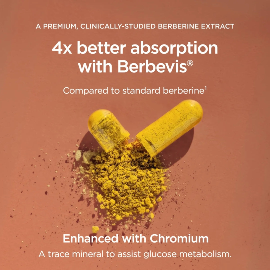 JSHealth Berberine+ Advanced Formula 60 Tablets – product shot with key formula callout on beige background