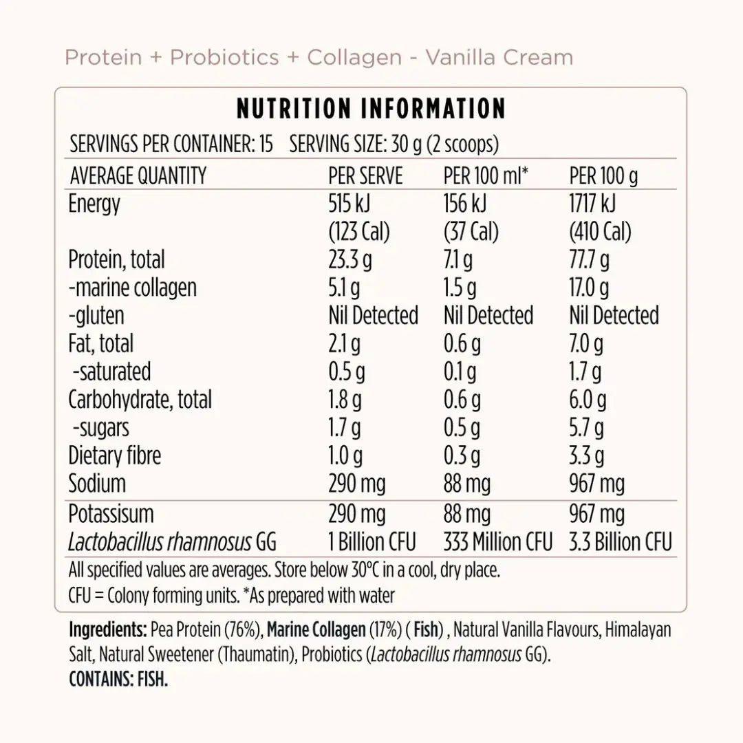 JSHealth Protein + Probiotics + Collagen - Vanilla Cream, 450g