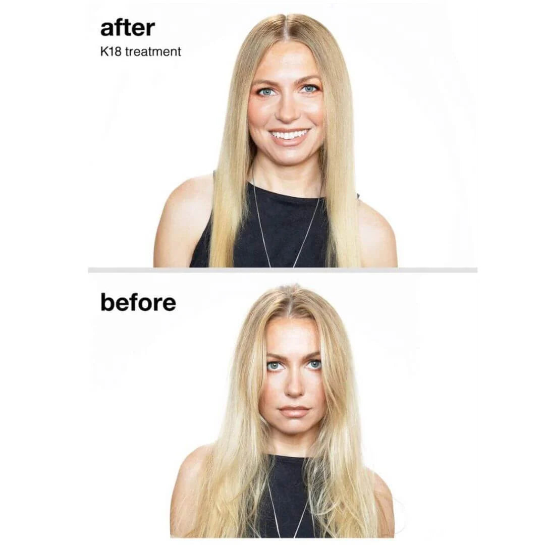K18 Leave-In Molecular Repair Hair Mask 50ml – how the K18Peptide works: restores hair at the molecular level infographic