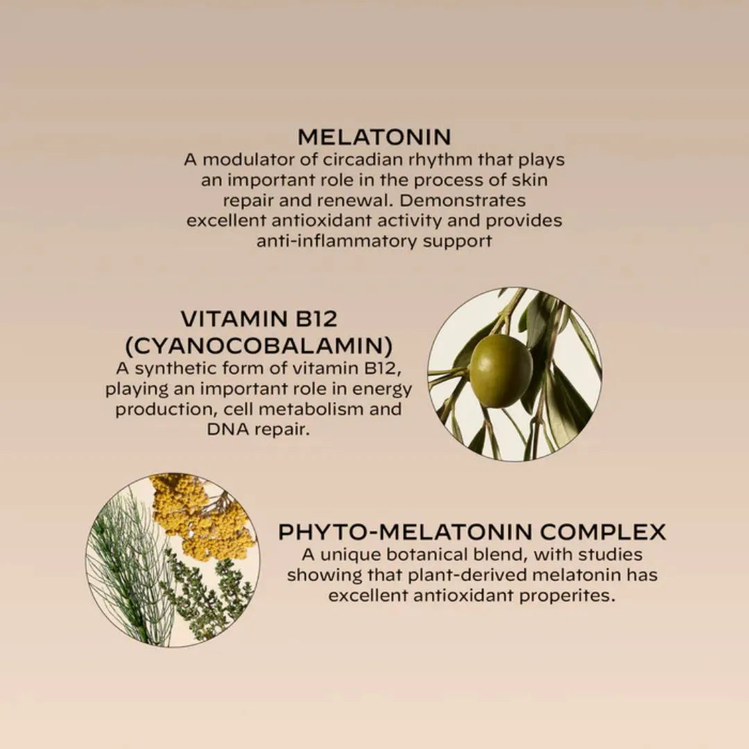 Melatonin, vitamin B12 and the phyto-melatonin complex in Zelens Melatonin B12 Overnight Repair Mask