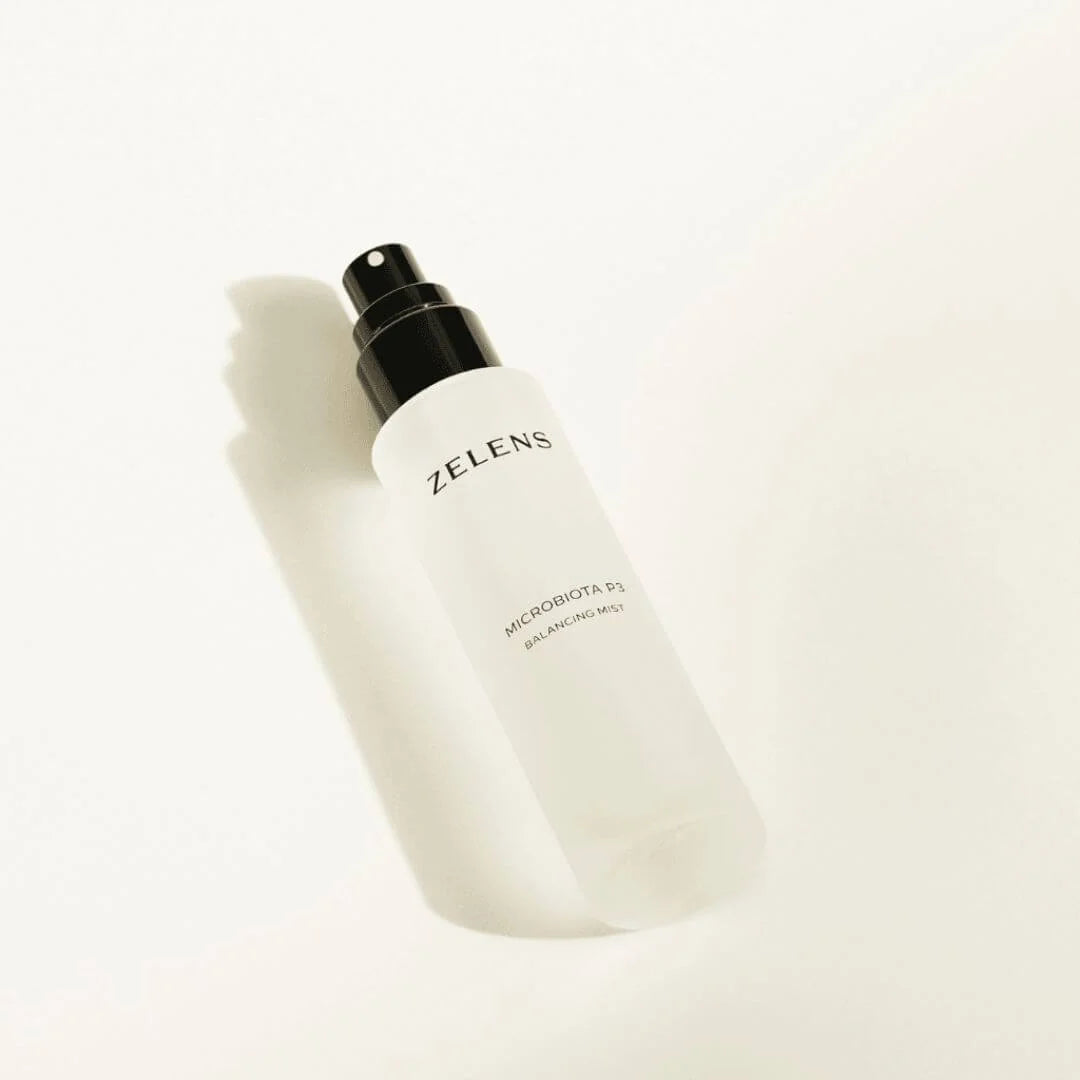 Zelens Microbiota P3 Probiotic Balancing Mist 50ml – clinical results infographic: skin microbiome balance and barrier strength