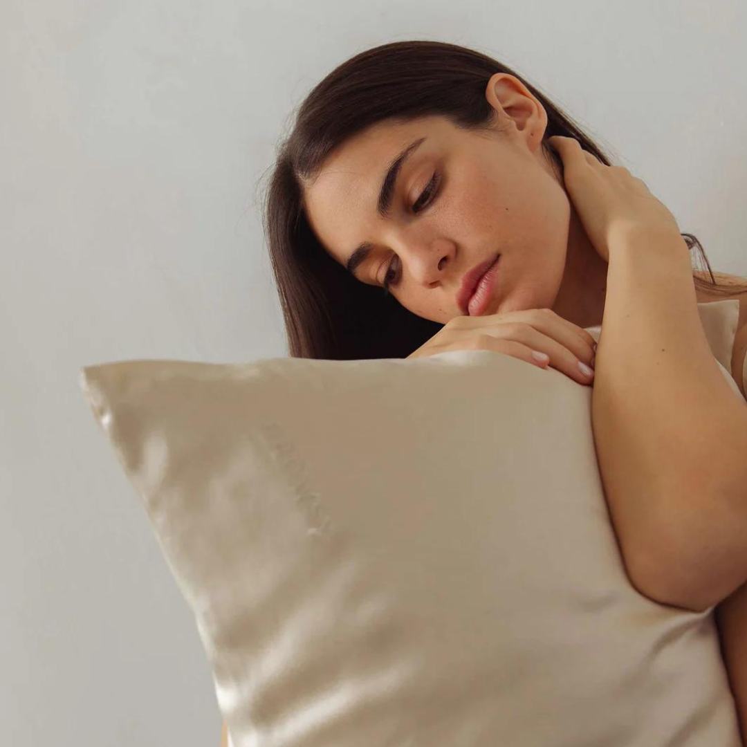 Drowsy Sleep Collection - Pillow Case Dusty Gold, Damask Rose Sleep Mask and bag