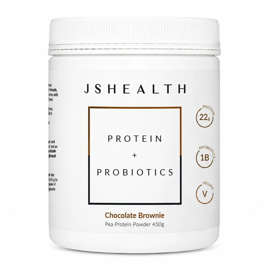 JSHealth Protein + Probiotics container on a white background