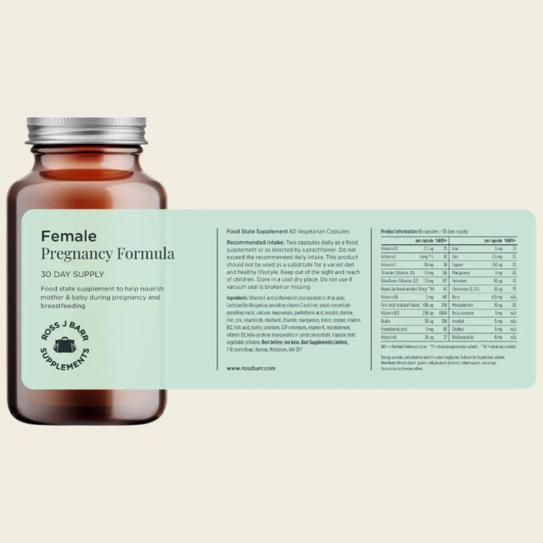 Ross J. Barr Pregnancy Support Pack 3 formulas – lifestyle shot: all three products styled together on neutral background