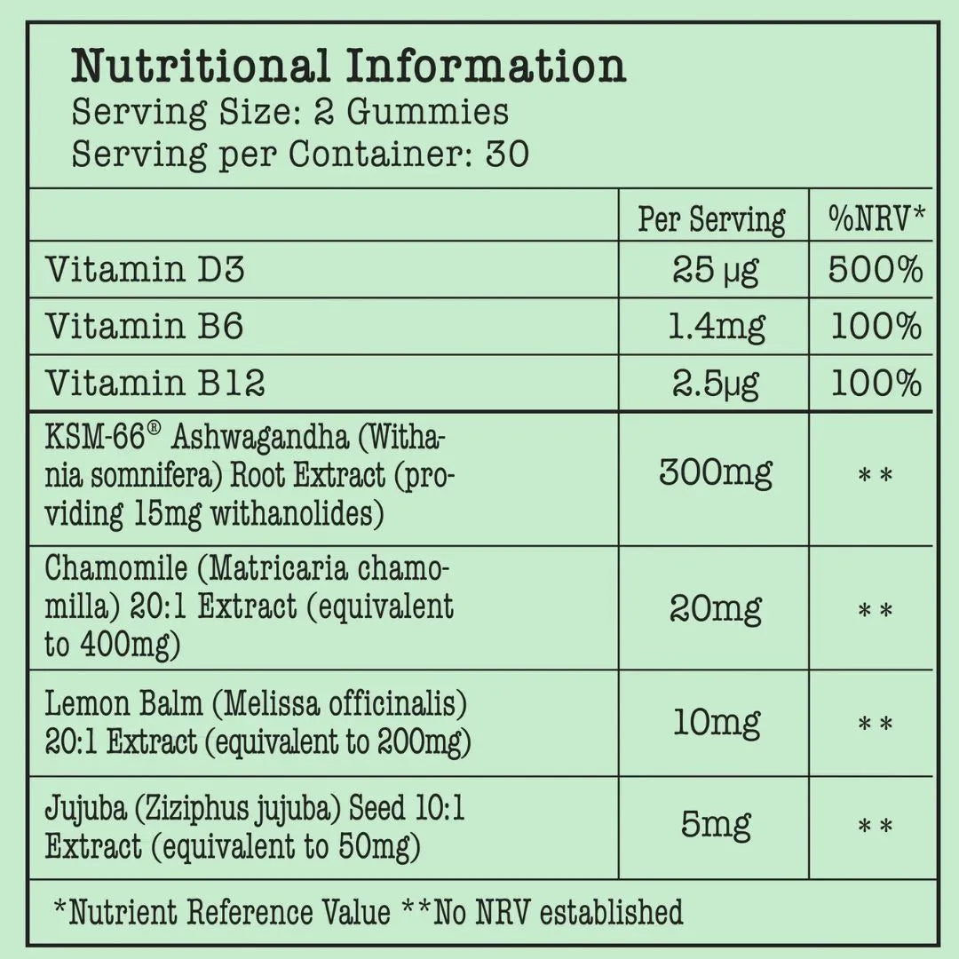 Manifesto Serene, Mood & Hormone Balance Gummies - Ashwagandha + Vitamin D3 - Refill 30 days