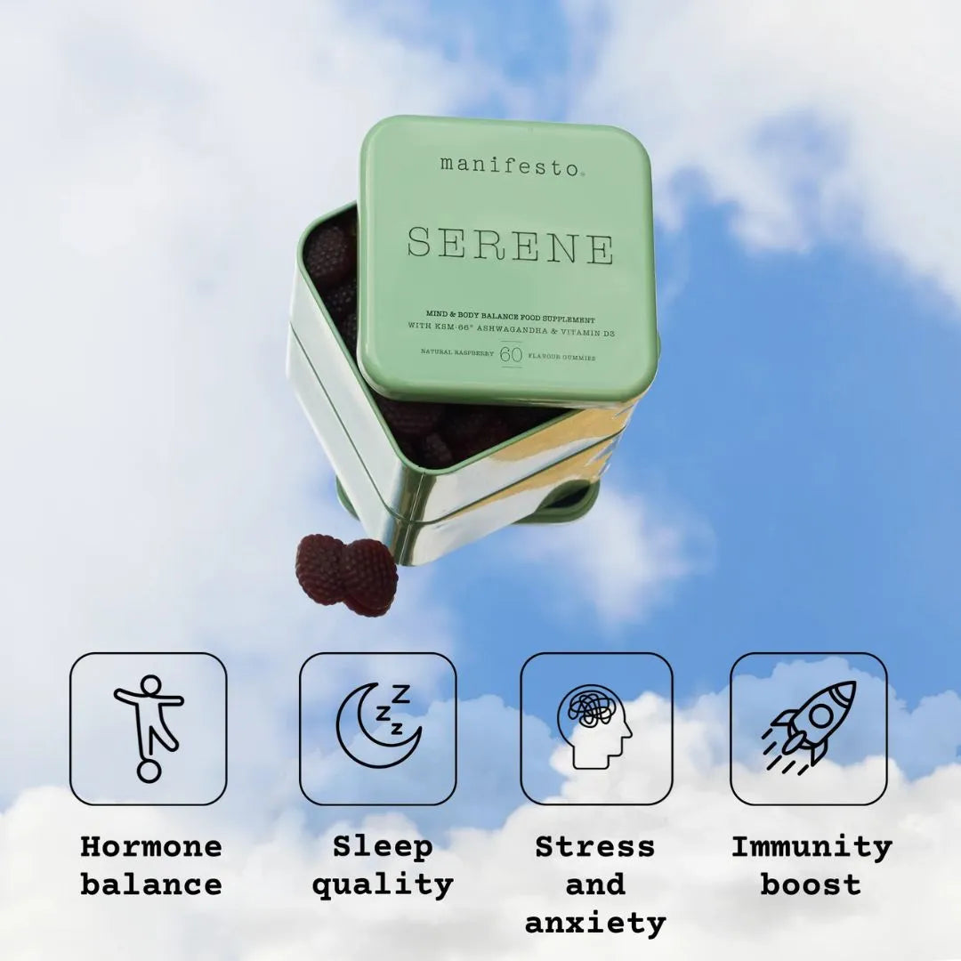 Manifesto Serene, Mood & Hormone Balance Gummies - Ashwagandha + Vitamin D3 - Refill 30 days