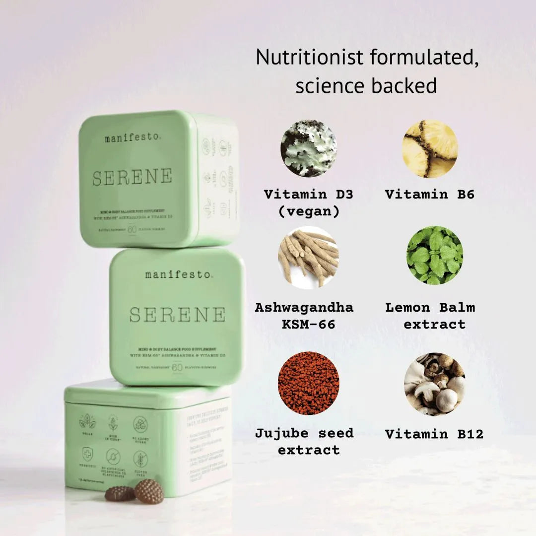 Manifesto Serene Mood & Hormone Balance Gummies - Ashwagandha + Vitamin D3, 30 Days