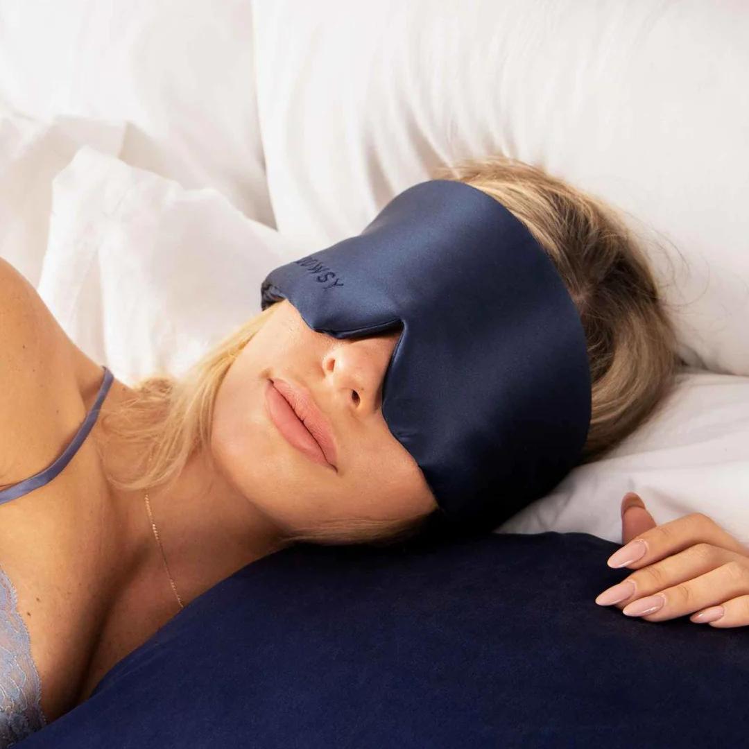 Drowsy Sleep Collection - Pillow Case Dusty Gold, Midnight Blue Sleep Mask and bag