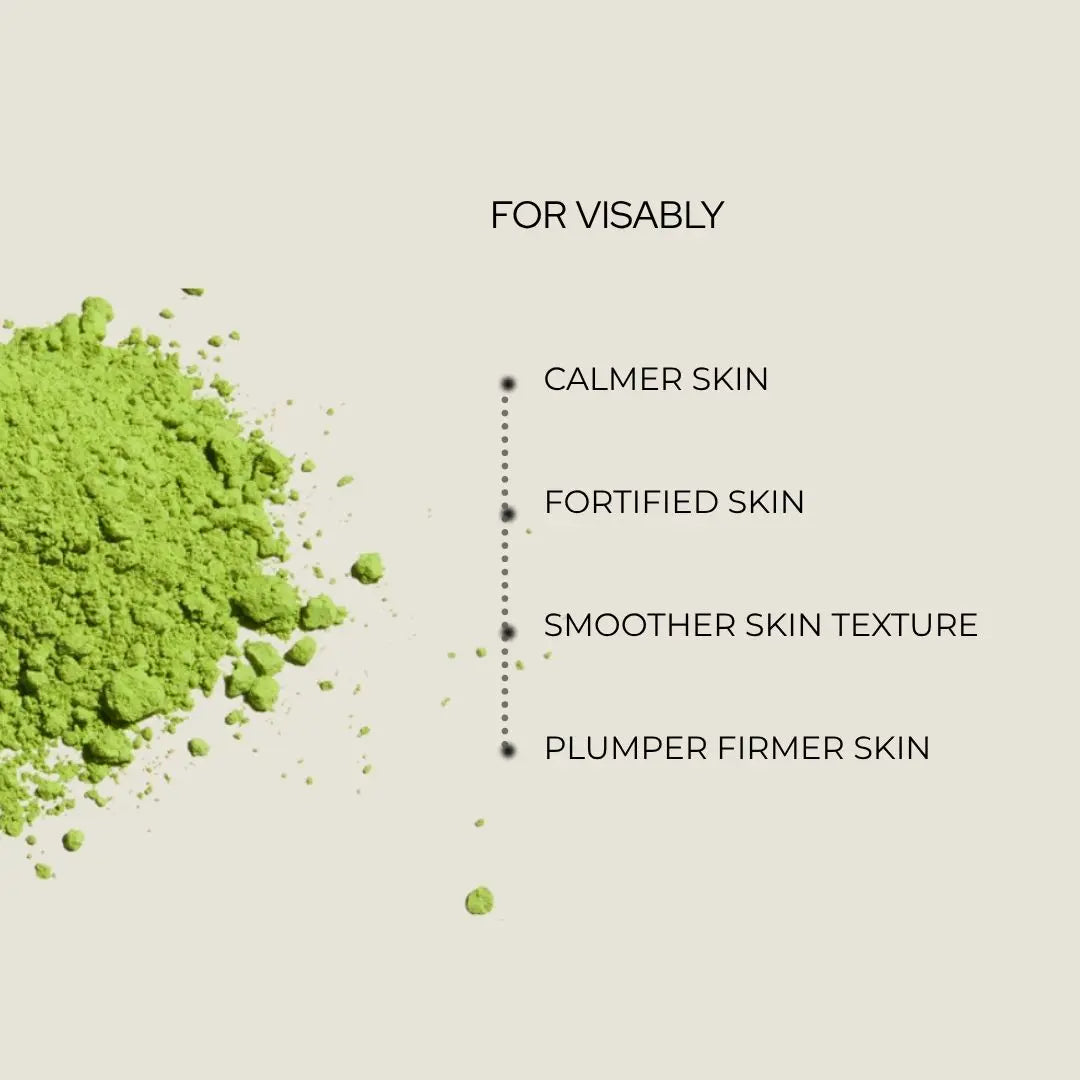 Green powder with text on a light background