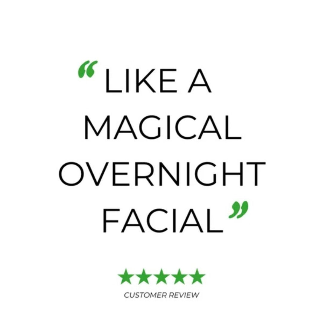 Five-star customer review describing Votary Intense Overnight Mask as a magical overnight facial
