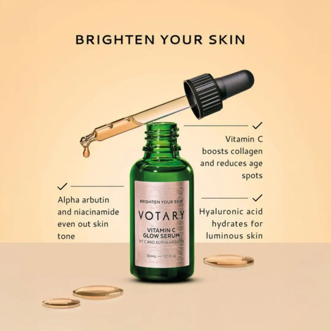 Votary Vitamin C Glow Serum - Niacinamide and Alpha Arbutin, 30ml