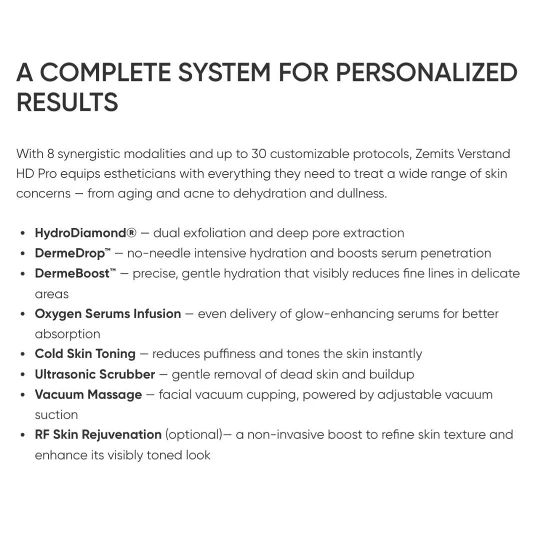 Zemits Verstand HD Pro High-Tech 8-in-1 HydroDiamond® Platform