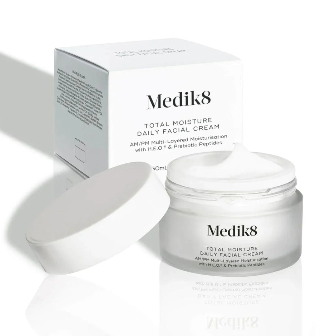 Medik8 Total Moisture Daily Facial Cream 50ml – product and box packaging shot on white background