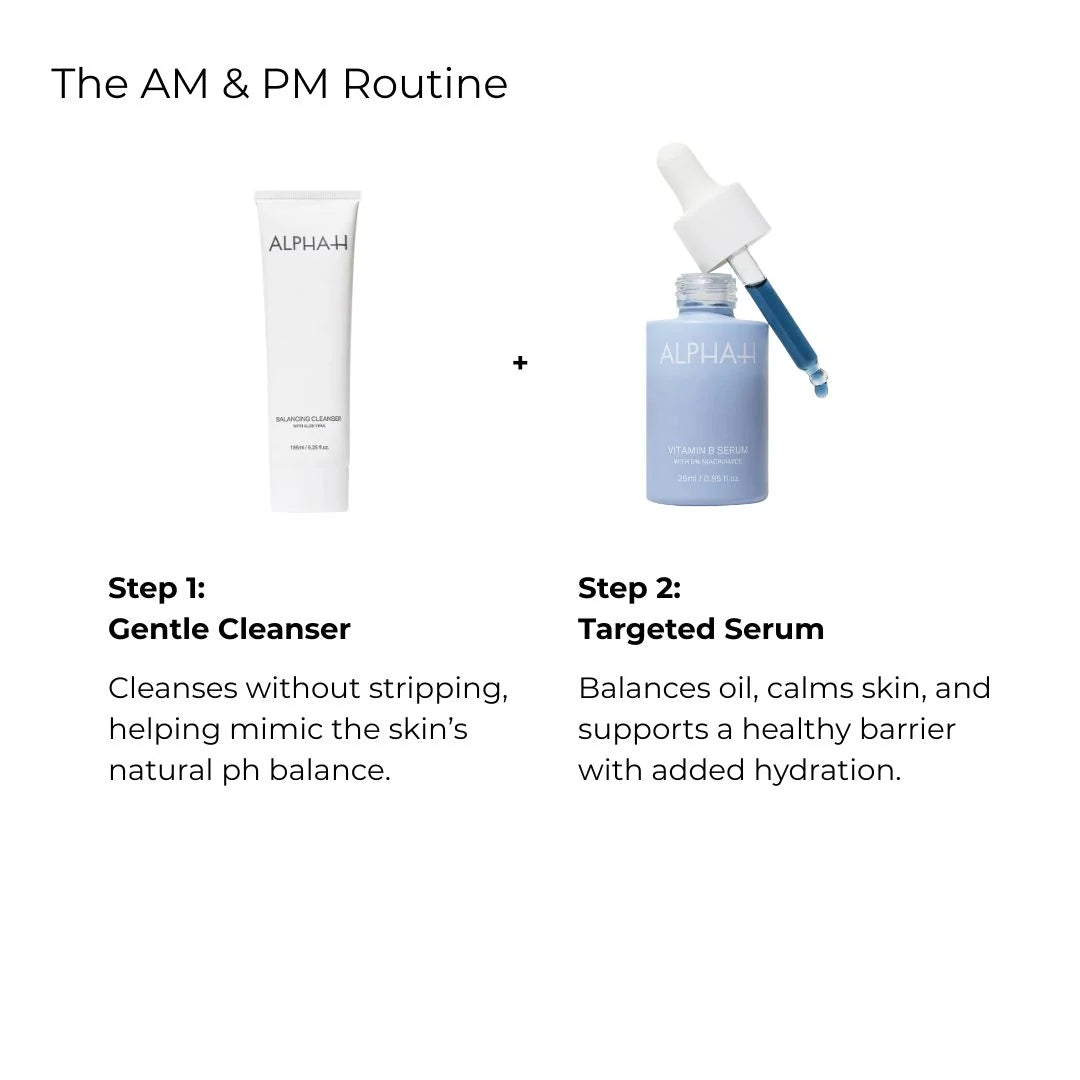 Alpha-H Clear Start First Routine – all included products displayed together on white background