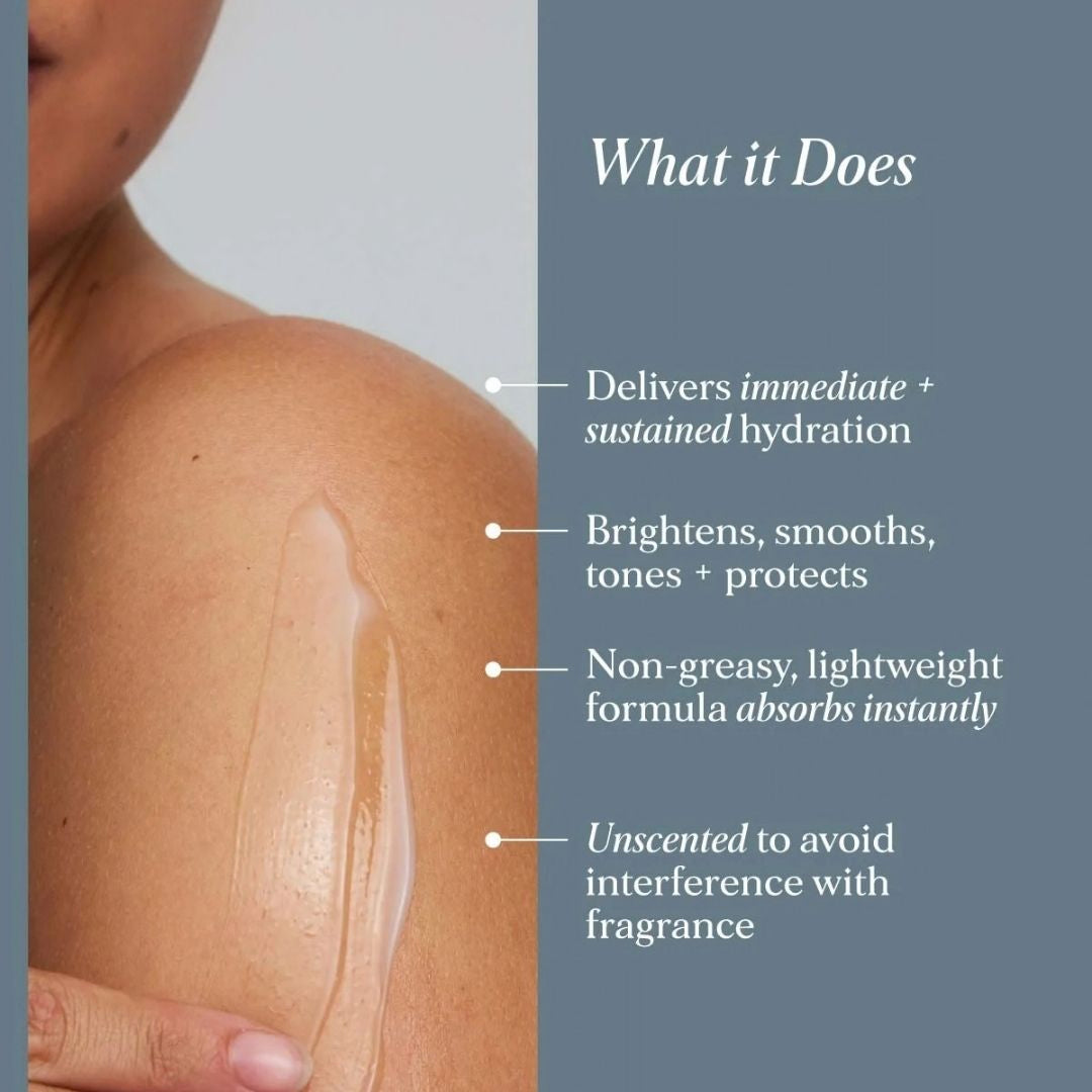 Alpha-H Daily Dose Multivitamin Body Serum benefits including immediate and sustained hydration, brighter smoother skin and a lightweight non-greasy finish