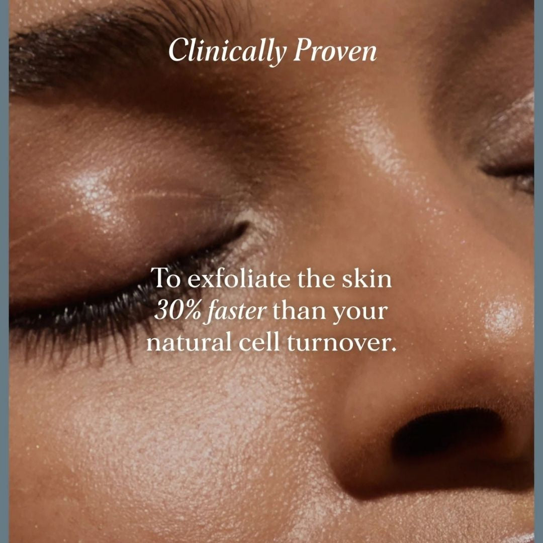 Close-up of glowing skin highlighting Alpha-H Liquid Gold clinically proven exfoliation and faster skin renewal