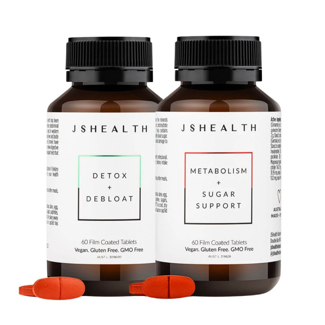 JSHealth Detox + Debloat and Metabolism Sugar Supplement, 60 Tablets x 2