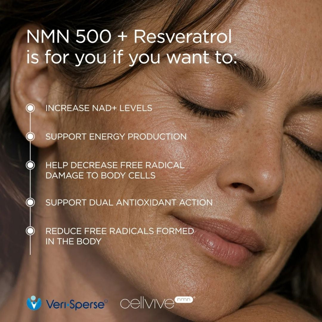 JSHealth NMN 500 + Resveratrol benefits for NAD+ levels, energy production and antioxidant support