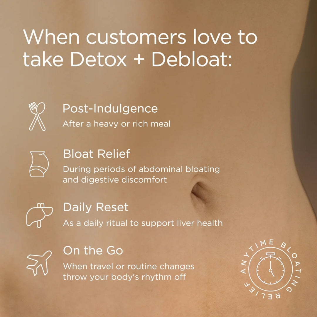 JSHealth Detox + Debloat Supplements 60 Tablets – lifestyle shot of model holding product with wellness styling