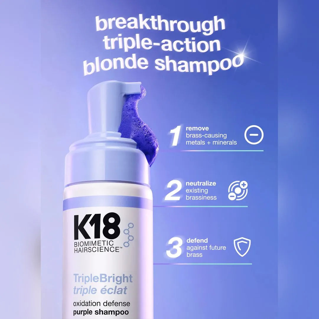 K18 TripleBright purple shampoo lather and texture