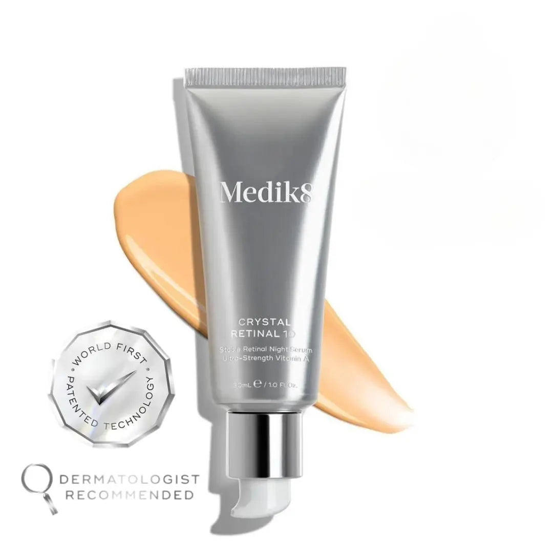 Medik8 Retinal 10 serum bottle, a powerful retinaldehyde formula for smoother, firmer skin