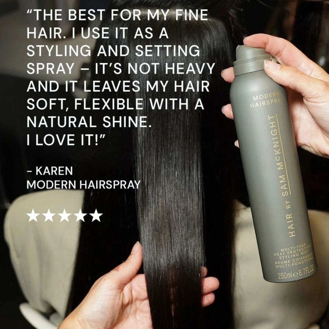 Customer review graphic for Hair by Sam McKnight Modern Hairspray on soft, flexible hold