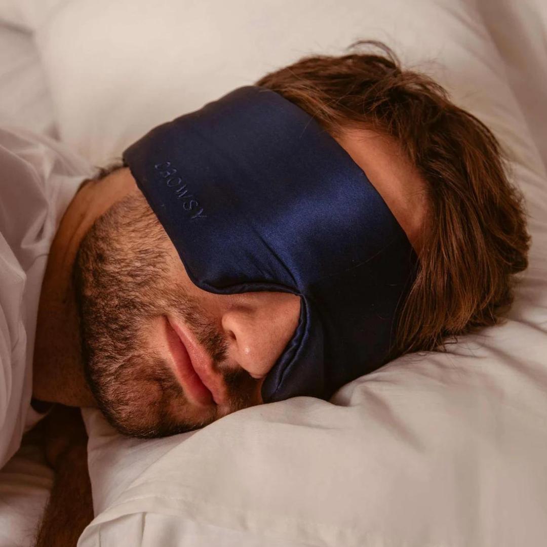 Drowsy Sleep Collection - Pillow Case Akoya Pearl, Midnight Blue Sleep Mask and bag