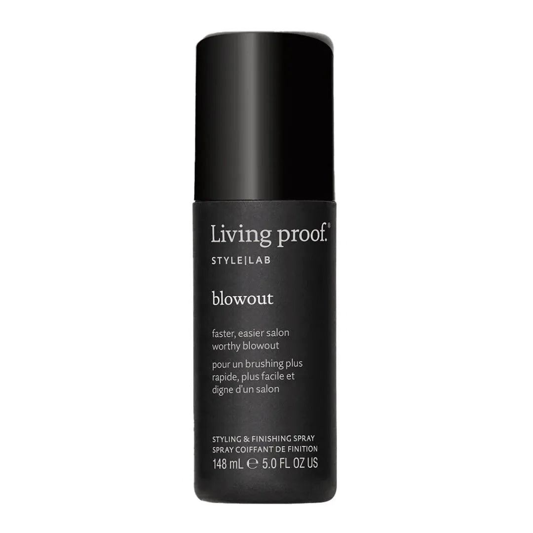Living Proof blowout styling spray bottle on a white background