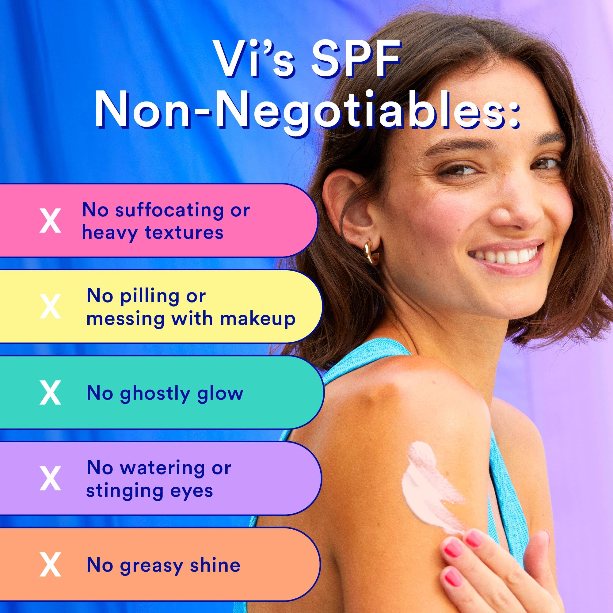 Ultra Violette SPF non-negotiables graphic featuring Vibrant Screen SPF50