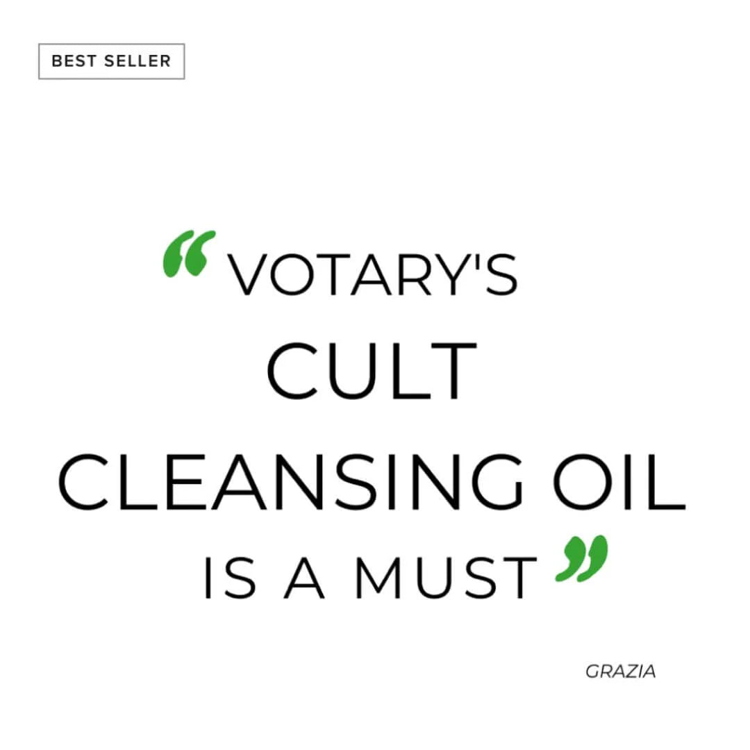 Votary Cleansing Oil Rose Geranium & Apricot Mini 30ml – product and box packaging shot on white background