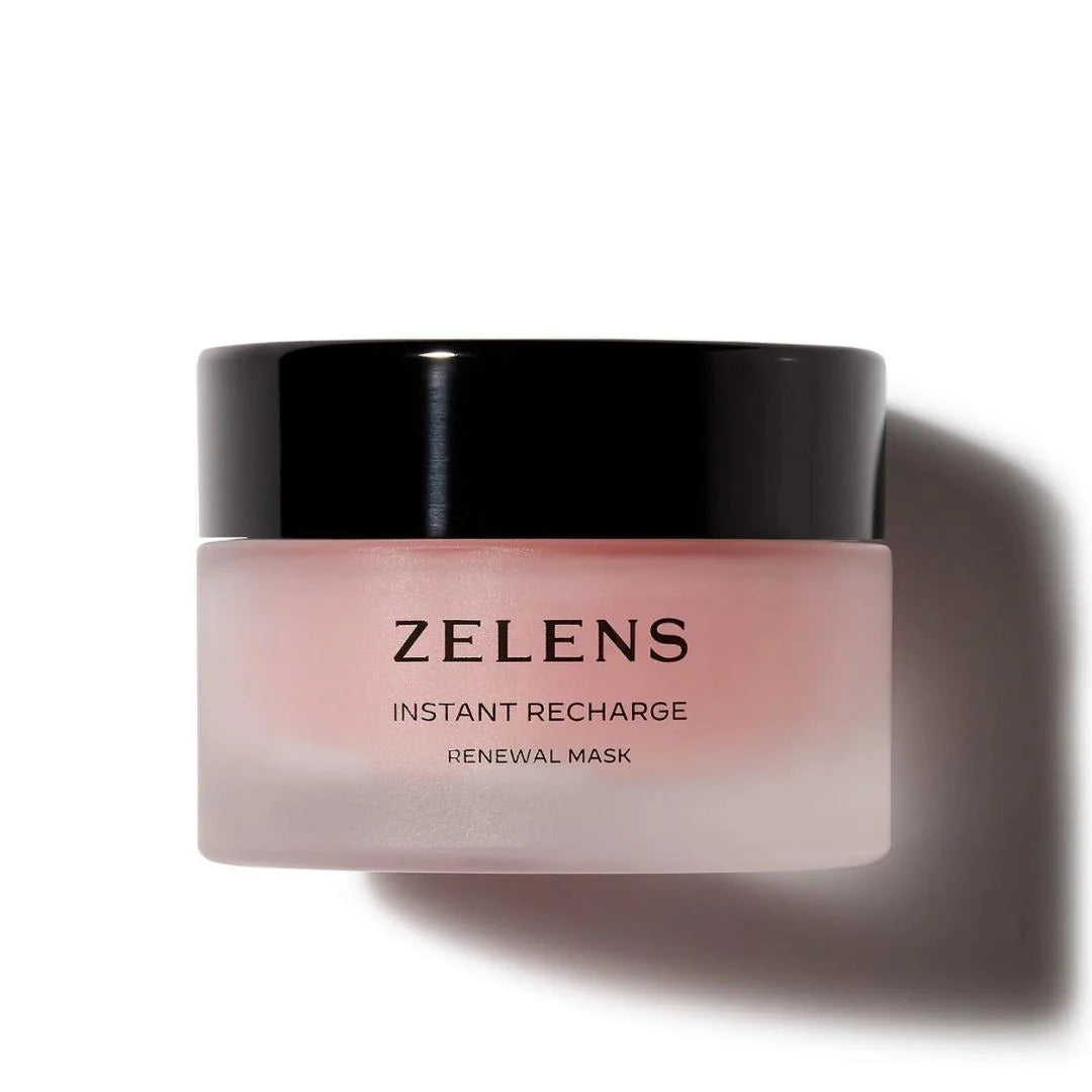 Zelens Instant Recharge Renewal Mask 50ml – front-of-pack product shot: clear jar with pink gel on white background