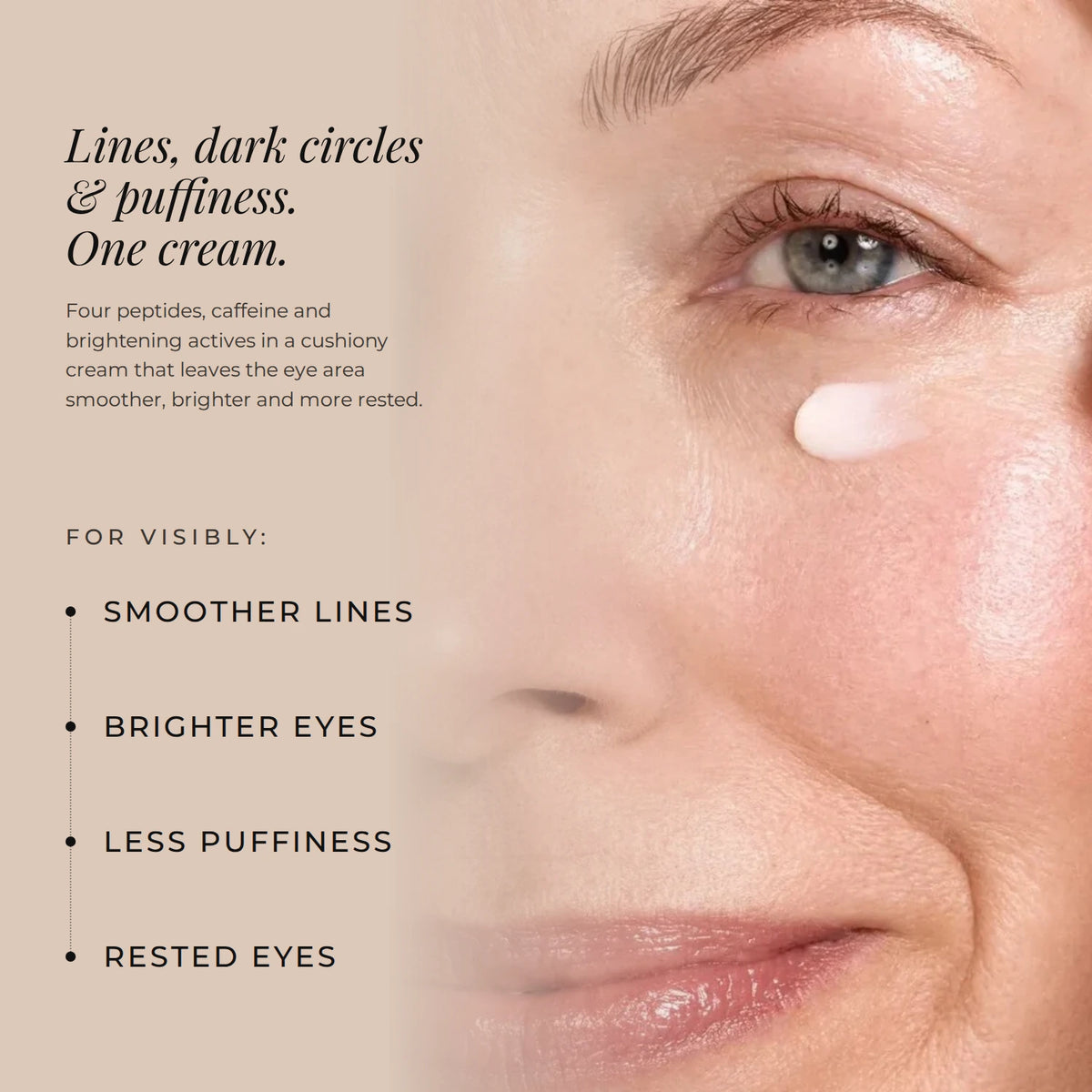 Zelens Triple Action Eye Cream targets lines, dark circles and puffiness in one cream, for visibly smoother lines, brighter, rested eyes and less puffiness