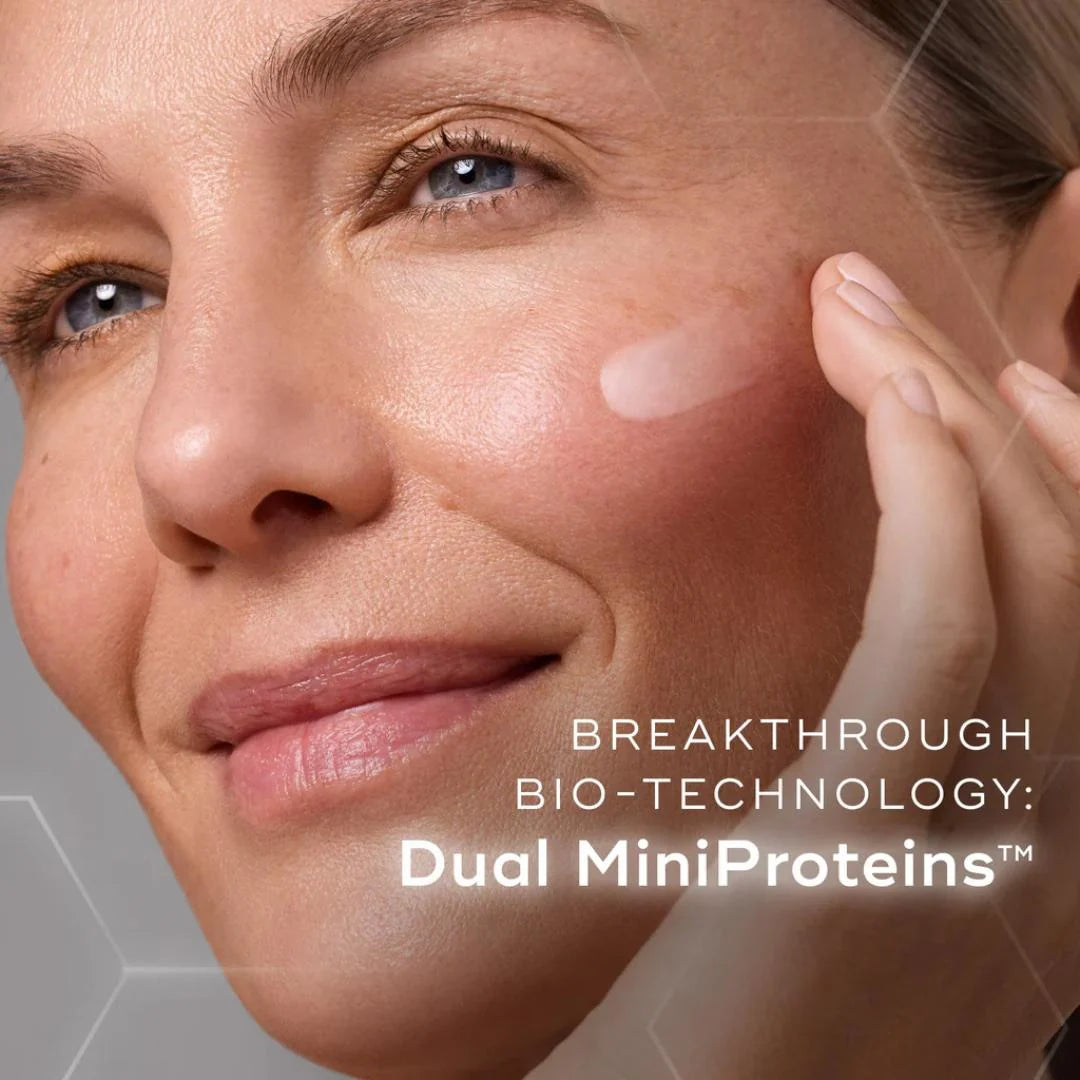 Medik8 Liquid Peptides Advanced MP 30ml – key ingredients infographic: multi-peptide complex targeting multiple signs of skin ageing simultaneously